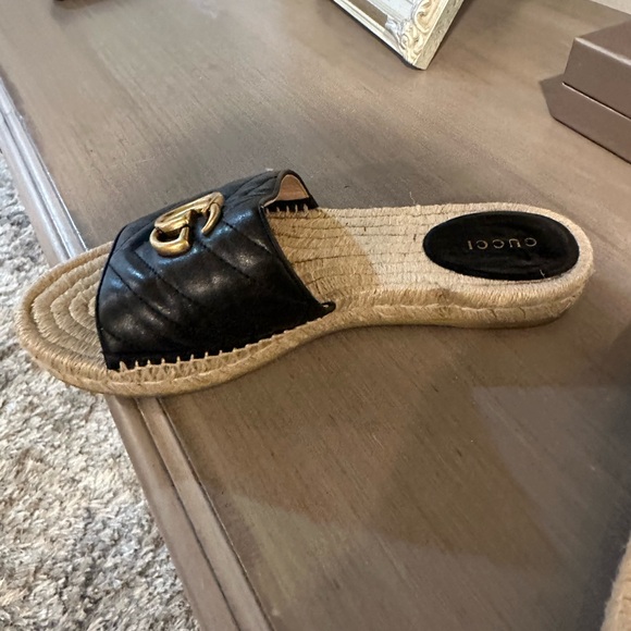 Gucci Black Leather Slide Sandals - Picture 3 of 6